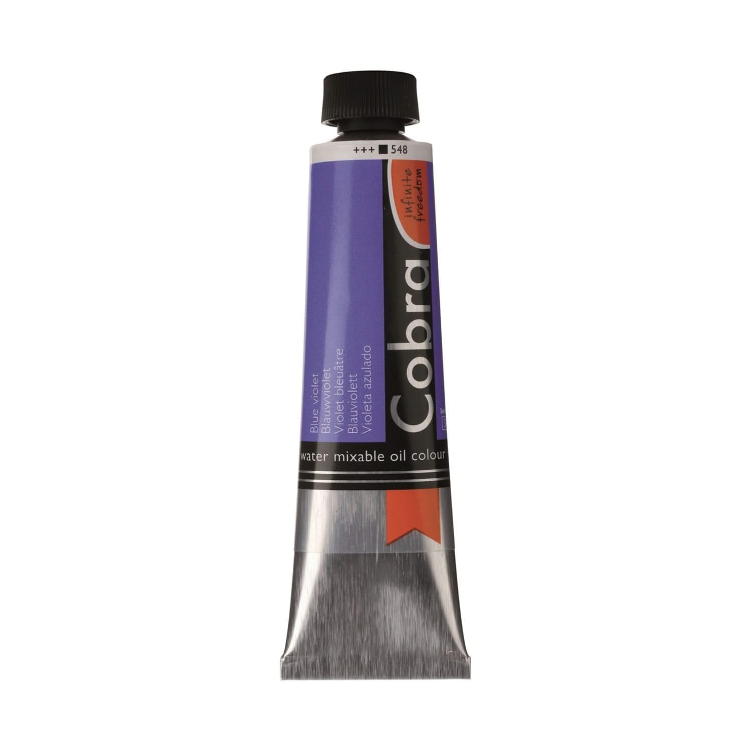 Cobra Blue Violet 548 Artist Water-Mixable Oil Colour Tube - 40 Ml - High Pigmentation - Solvent-Free - Lightfast++