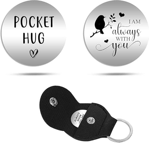 I'm always with you POCKET HUG - a love token - long distance relationship - gifts for him, for her w/Leather Keychain, Christmas Gift #PH25