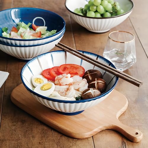KeQiu 8 Inch 38OZ Ceramic Bowl Set of 4, Ideal for Ramen Pho Udon Noodle by KeQiu - Used condition - Image 7