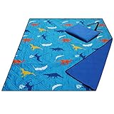 Large Waterproof Sand Proof Beach Blanket, Machine Washable Picnic Blanket,Ground/Garden Mat,Folding Outdoor Camping Mat for Kids (Dinosaur)
