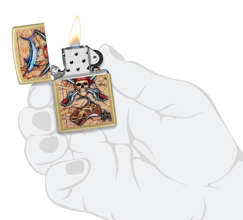 Zippo Encendedor Personalizado Pirata Tumbled Brass miniatura 7