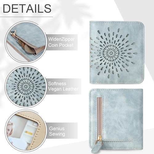 APHISON Womens Wallet, Slim Small Wallet for Women RFID Wallet Women Sunflower Leather ID Credit Card Holder whit Zipper Coin Pocket Bifold Compact Wallet4