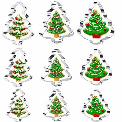 Christmas Tree Cookie Cutters, 9-Piece Stainless Steel Set