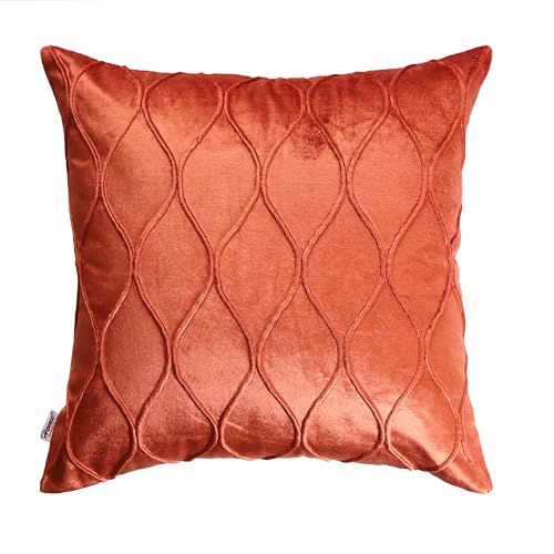 Image of Home - The Best is for You Luxurious Rust Velvet Lumber Cushion Covers- Pack of 2, 20x20 Inch