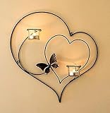 CraftVatika Iron Decorative Double Heart Wall Sconce Candle Holder Hanging Tealight Holders Home Art