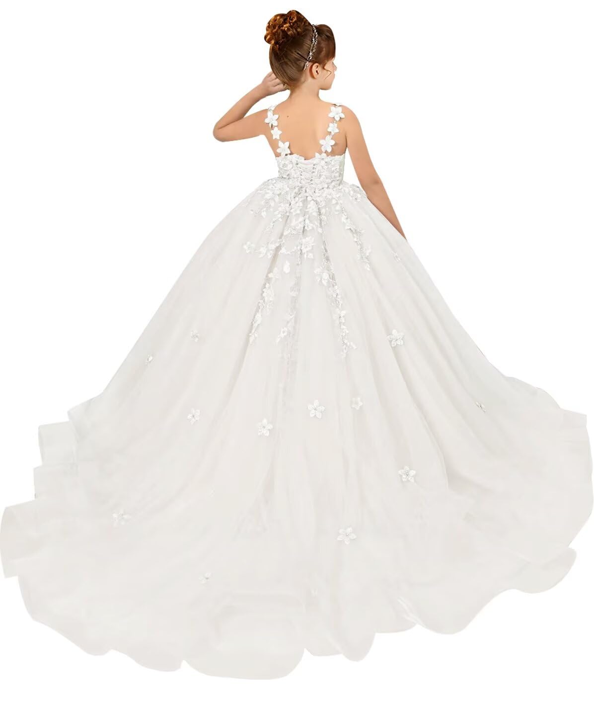 Tulle Flower Girl Dress with Floral Appliques