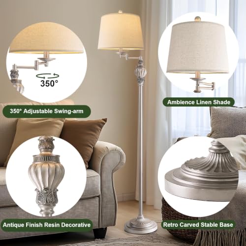 Image of Vintage Floor Lamp with 350 Adjustable Swing Arm 61 inch Lamps for Living Room