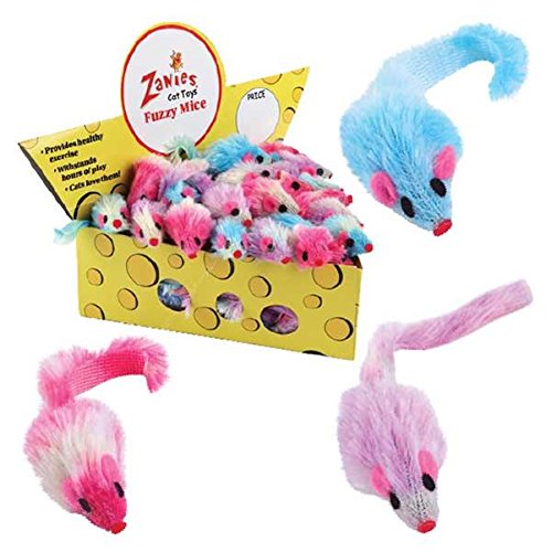 Zanies ZA1107 60 21 60-Piece Cheese Wedge Display Set with Fuzzy Mice Toys