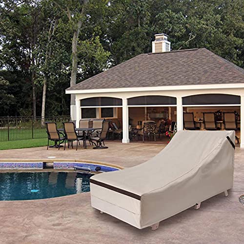 Patio Chaise Lounge Chair Cover Set of 2, Outdoor Lounge Covers Waterproof 80inch Begie Patio 2 Pack Pool Chair Covers Waterproof UV-Resistant Windproof Dustproof