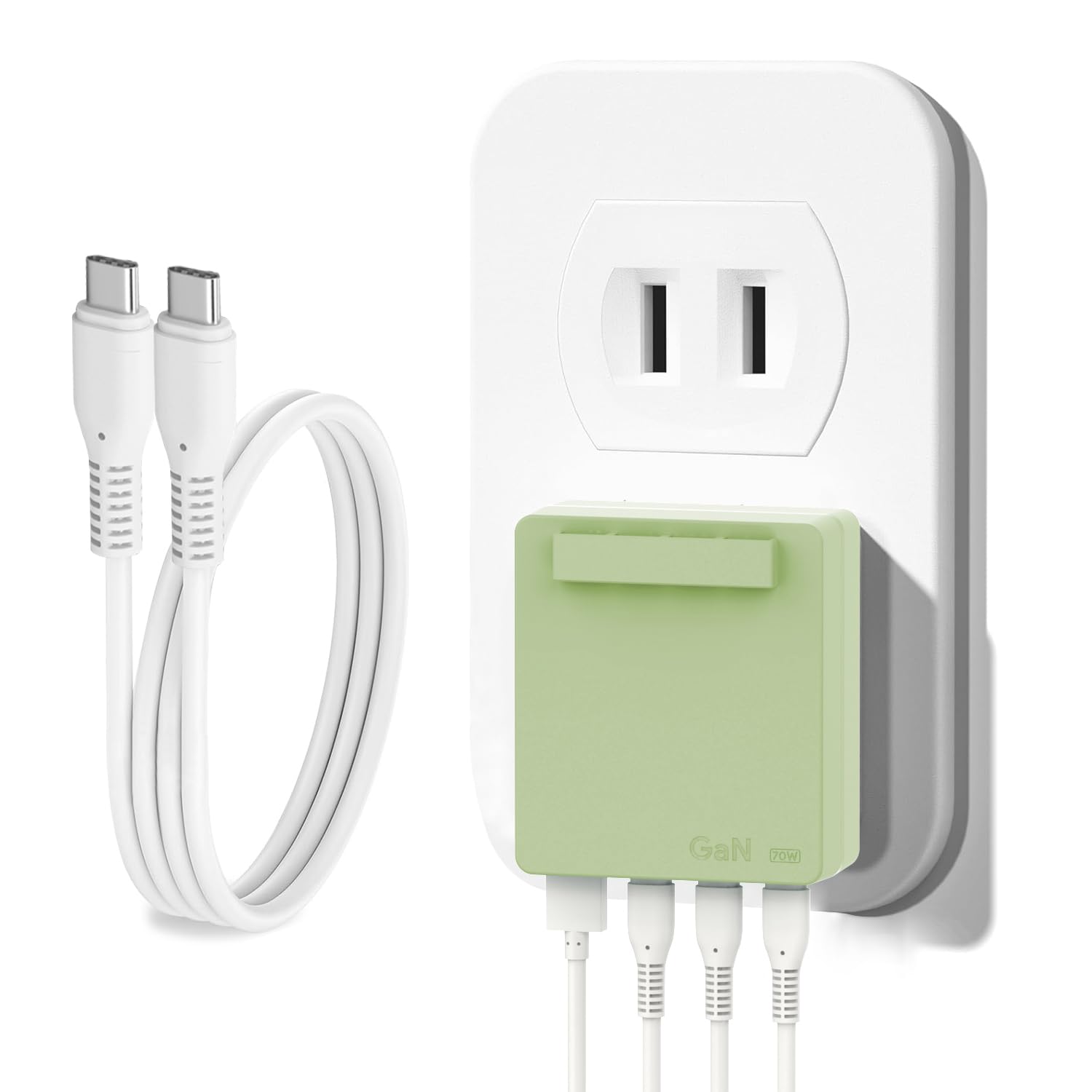 Flat Wall Charger,TAIFU 65W 40W Flat USB C Wall Charger with 4-Port Slim Wall Adapter, Fast Charging Block for iPhone 17 16 15 14/14 Pro/14 Pro Max,