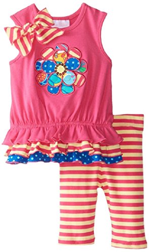Bonnie Baby Baby Girls' Appliqued Knit Playwear Set