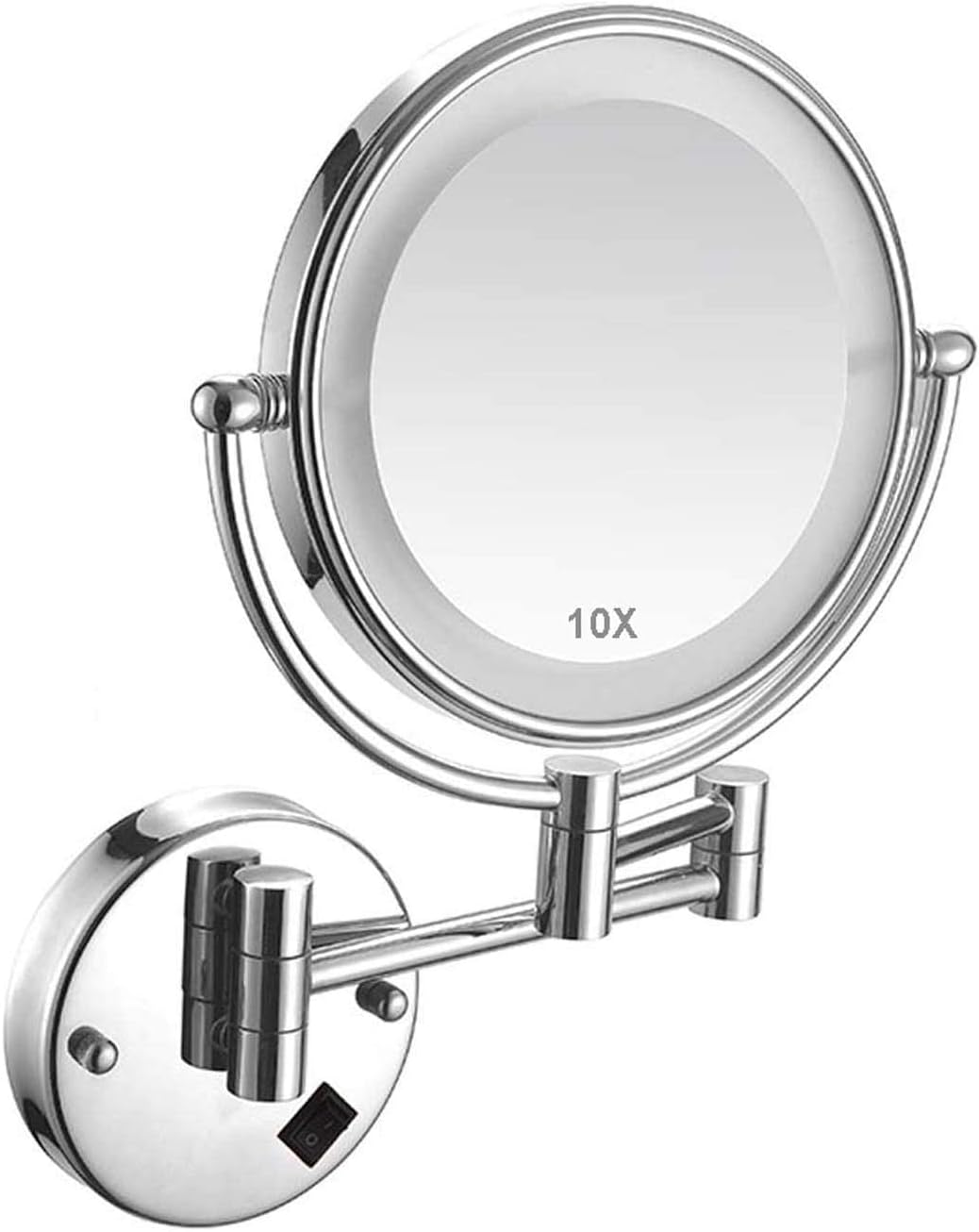 10X Magnifying Wall Mounted Makeup Mirror, 8In Magnification Makeup Mirror Adjustable 360° Swivel Extendable Cosmetic Vanity Mirror Mirrors for Bathroom Vanity,Black,hardwire(Black,Hardwire)