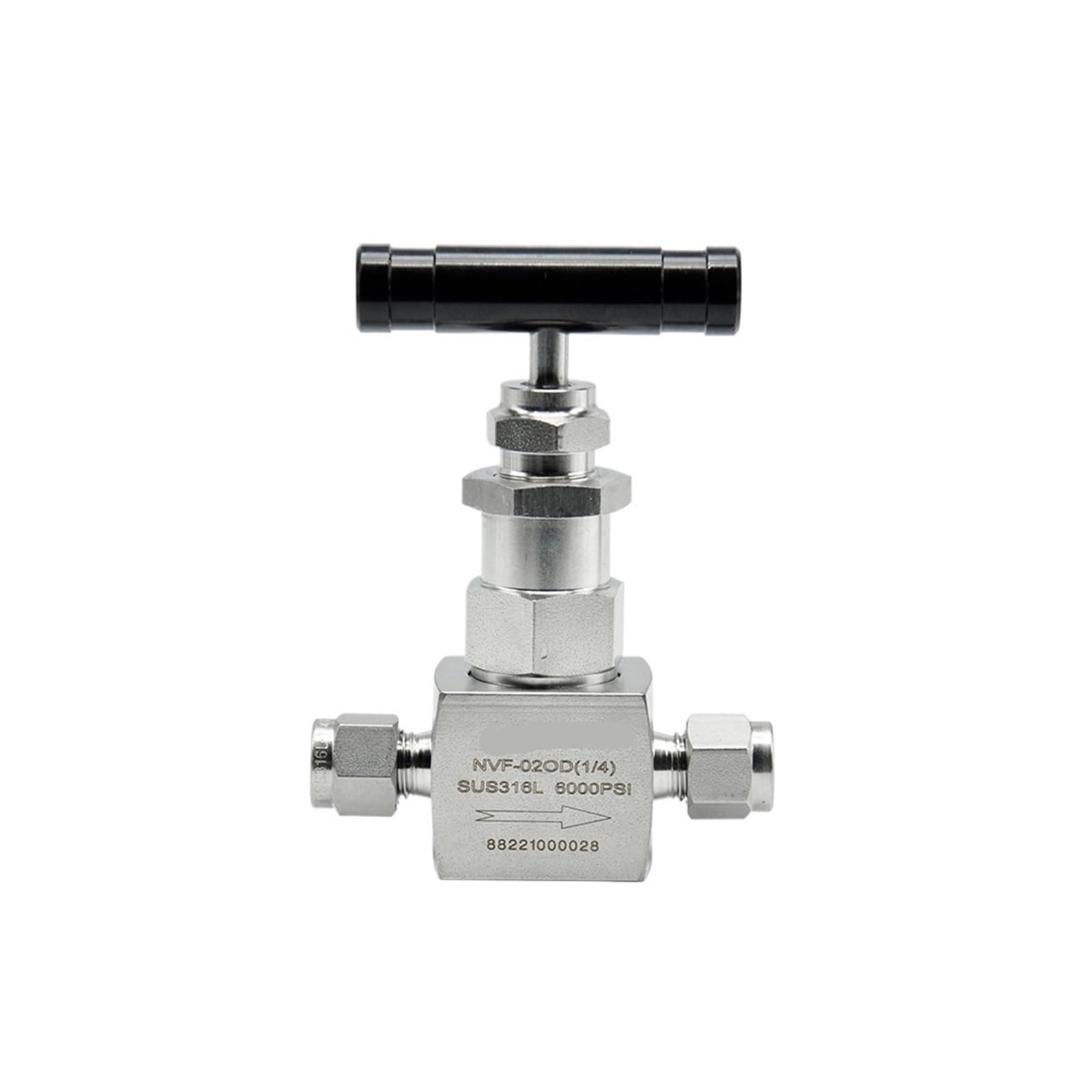 Valve à aiguille haute pression 6000psi en acier inoxydable 6mm pour régulation de gaz