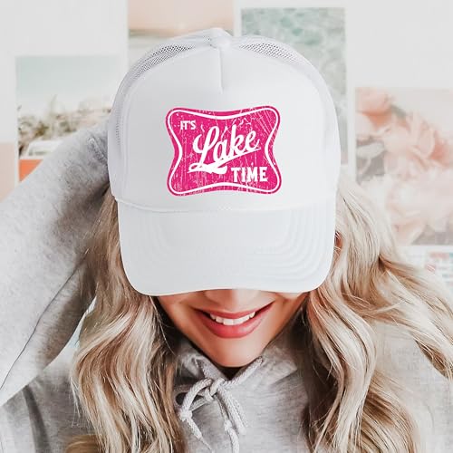 Image of It's Lake Time Summer Classic 5 Panel Foam Front Mesh Snap Back Trucker Hat