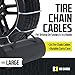 Tire Chain Cables For Snow & Ice, Fits Passenger Cars & Some SUVs, Constructed to Provide Maximum Traction & Grip - Set of 2 (Large)