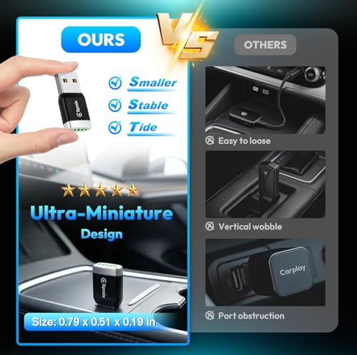 Image of Wireless Carplay Adapter for Apple iPhone iOS 10+ ＆ Android Mini Ultra-Compact USB-A Dongle Converts Wired to Wireless Car Play Adapter Plug & Play Fast Auto Connection for Cars 2016+