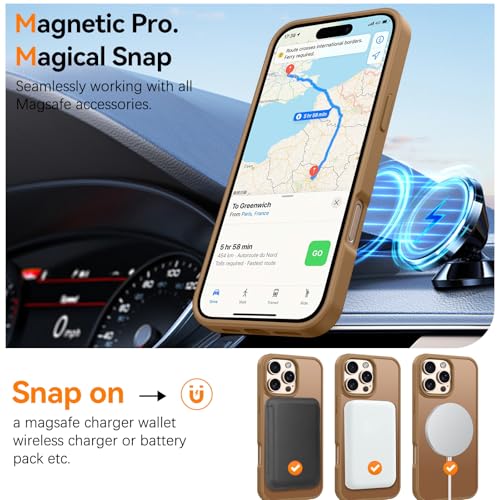 Image of BENTOBEN Magnetic for iPhone 16 Pro Max Case 6.9 inch, [Compatible with Magsafe] Cute Slim Frosted Matte Military Shockproof Protective Bumper Girl Men Phone Cover for iPhone 16 ProMax,Desert Titanium