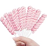 Pink Twisty Lollipops - 24 Unicorn Suckers Individually Wrapped Bulk - Baby Shower Candy - Gender Reveal - Candy Buffet - Girl Birthday Party Favors
