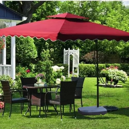 Image of THESHELTERS Side Pole Square (250x250cm) Outdoor Garden Umbrella with Movable 60KG Water Base Stand for Patio, Terrace, Cafe and Balcony | Waterproof Big Size Outdoor Umbrella