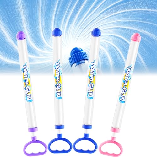 Dubydu Lot de 4 Pistolets à Eau Enfants Effet Feu d’Artifice, Pistolet à Eau Haute Pression Pull-Out avec Buse Multi-Trous, Jouet d’Eau pour Piscine, Plage et Jardin Été Amusant