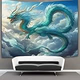 kaiyun Chinese Dragón Tapiz Cielo Nubes Tapices De Pared,Colcha De Pícnic, Decorativo Toalla De Playa 100cmx150cm