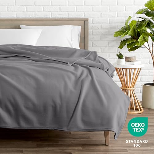 Bare Home Polar Fleece Blanket - Throw - Grey - Warm & Cozy - Premium Fleece for Bed, Sofa, Camping, Travel and Cold Nights - Lightweight Blanket (Throw, Grey)