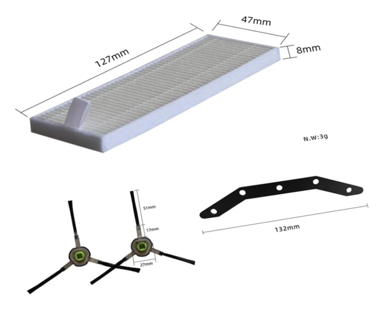 For Lefant M210 M210S M210B M213 N1 M2 F1 Kit di parti di ricambio for aspirapolvere robot 4 spazzole laterali, 4 filtri HEPA, 2 raschietti di aspirazione