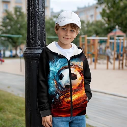 Cool Thin Fleece Zipper Hoodies for Boys Warmly Pockets Long Sleeve Sweatshirt Fashion 3D Prints Tops Fall Winter2