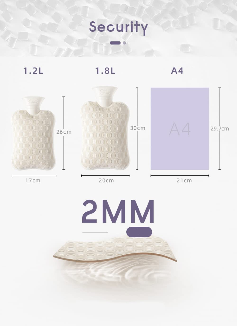 Bolsa de Agua Caliente con Tapa 1.2L Botella de Agua Caliente Clásica Libre de BPA para la Cama, Dolor de Hombro y Calentador de Pies de Mano, Calambres Menstruales, Compresa Caliente -Black