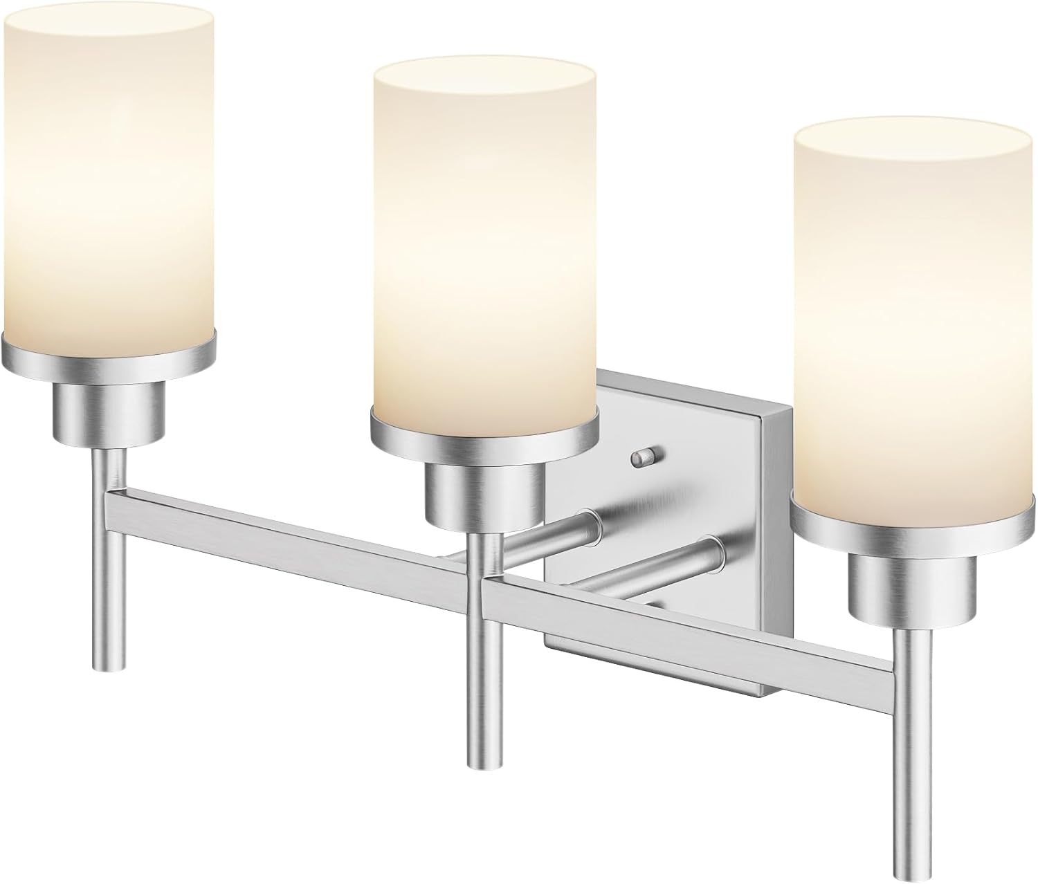 bathrom light fixtures brushed nickel 3-light with white frosted glass shade, modern wall lamps over mirror for bath washroom living room t001br-l3
incomplete 