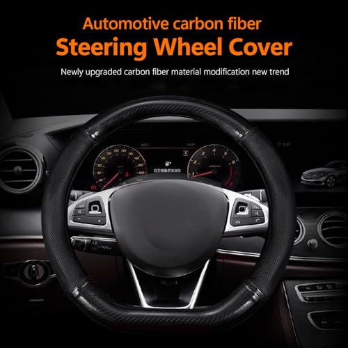 QODOLSI 1 Pack Car Breathable Steering Wheel Cover, Wear -Resistant Steering Wheel Sleeve, Carbon Fiber Non-Slip Steering Wheel Protector, Four Seasons Universal Steering Wheel Set (Black #D -Shaped) by QODOLSI - Image 3