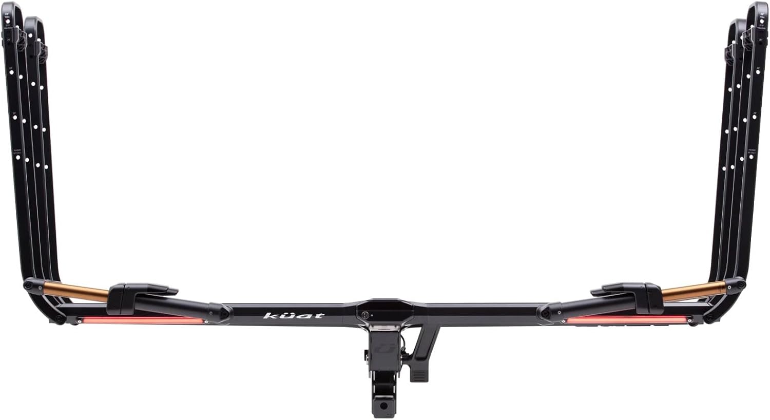 KUAT 1.25" Piston Pro X LED Dual Ratchet Hitch Rack - Secure Rugged Kashima-Coated Portable Foldable Easy-to-Use No Frame Contact 2-Bike Hauling Platform with 53" Max Wheelbase & 5" Max Tire Width