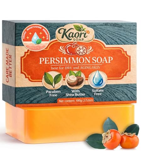 Deodorizing Persimmon Soap for Old People Smell Natural Freshness Care for Mature Skin Body Bar with Persimmon Tannin & Essential Oils Hydrating & Long-Lasting All Skin Types 3.52oz (1Pcs)
