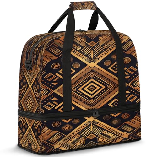 Geometric Colorful Abstract Travel Duffel Bags for Women & Men Large Sports Gym Bags Foldie Weekender Overnight Bag Carry On Tote Bag With Shoe Compartment Personal Item Luggage for Travel Sports Gym