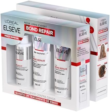 Kit L'Oréal Paris Elseve Bond Repair em caixa contendo Pré-Shampoo, Shampoo e Condicionador