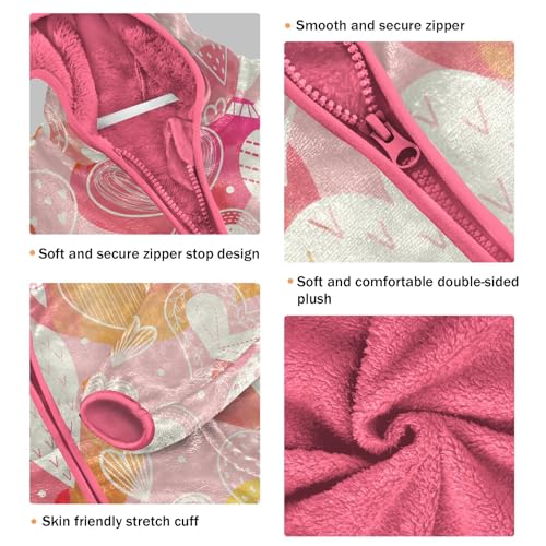 OTVEE Chic Valentine Pink Heart Kids Hoodie Jacket Fall Spring Full Zip Warm Outwear Coat3