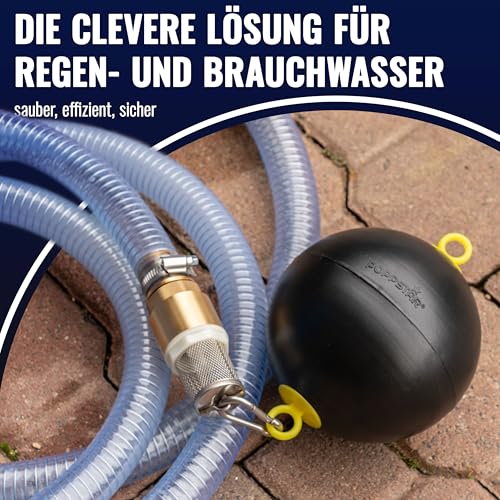 Poppstar Schwimmende Entnahme Set: Schwimmerkugel 6\, Karabiner 5x50mm, Schlauchschelle (Spannbereich 20-32mm, Breite 12mm), Rückschlagventil 1\, Saugkorb