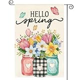 AVOIN colorlife Hello Spring Garden Flag 12x18 Inch Double Sided Outside, Floral...