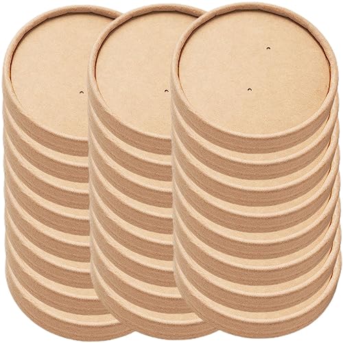 Happyyami 40Pcs Thickened Paper Soup Cup Lids Covers for Disposable Soup Buckets and Porridge Cups for Home Parties and Events Safe and Easy to Use