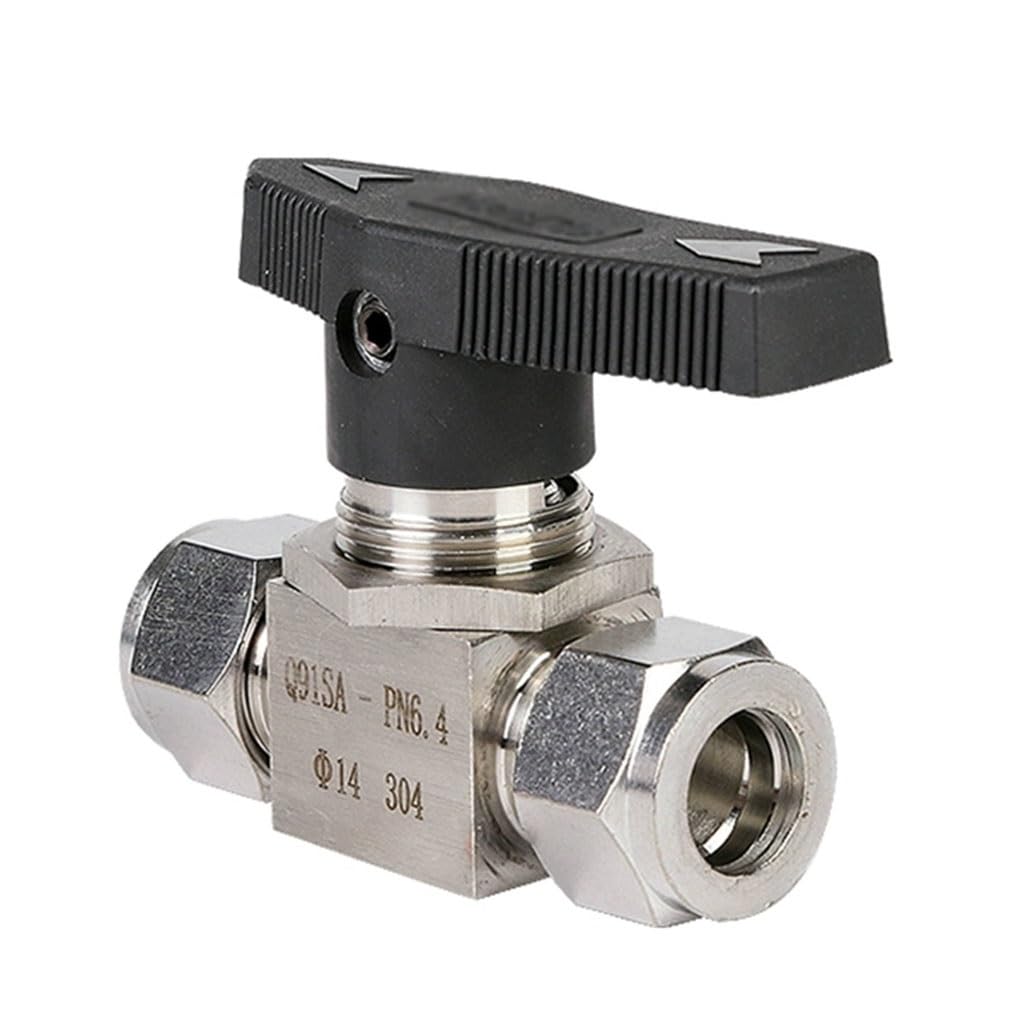 OAMSCEYKW ball valve 304 Stainless Steel Double Ferrule Ball Valve 1/2 "1/8" 3/8 "1/4" Switch 2 Way Ball Valve 1pcs(0.25 Inch)