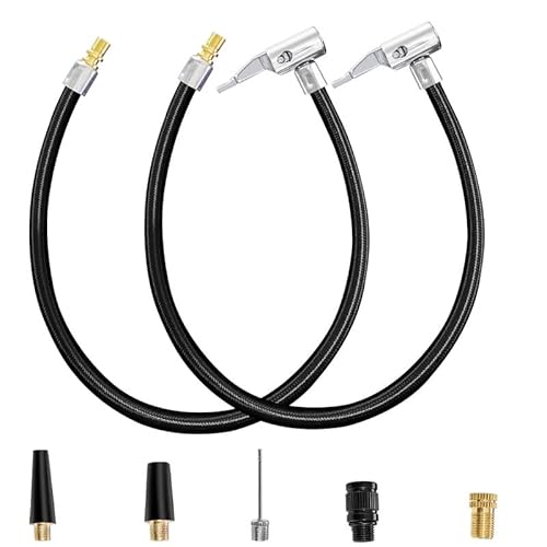 V2ine Pacote com 2 mangueira de extensão de inflador de pneu, mangueira de borracha de 50 cm com man