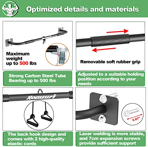 Komsurf Heavy Duty Wall Mounted Pull Up Bar For Doorway, Pullup Bar For Home, Multifunctional Chin Up Bar, Portable Fitness Door Bar, Body Workout Gym System Trainer #TOP2
