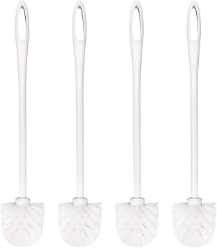 Toilet Brush White Soft Bristle Long Handle Toilet Brush and Holder Eco Plastic Toilet Bowl Brush Cleaner -14.17 inch Handle Length 4 Pack