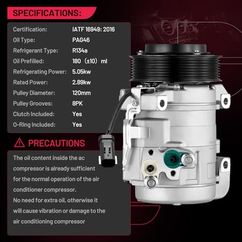 BDFHYK 178313 Air Conditioning A/C Compressor with Clutch Compatible with Ram 2500 3500 4500 5500 6.7L 2011-2023 Replacement 55111-444AB, RL111-444AB, R5111-444AB