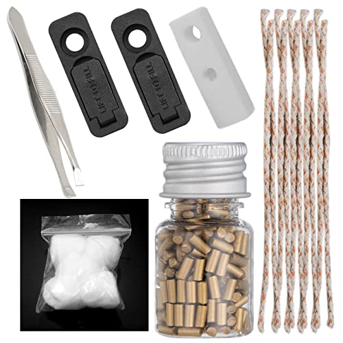 Universal Lighter Replacement Repair Kit Pack For Petrol Gas Fluid Lighter Oil Lighter (200Pcs Flint Stone,10Pcs Wick,6Pcs Cotton,Cotton Felt Pad & 2Pcs Rubber Felt Pad,Tweezers)-Gold #TOP6