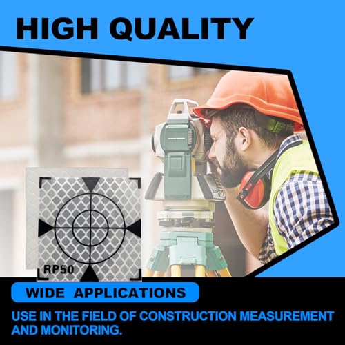 Image of 50X50MM 100PCS Reflector Targets for Total Stations Paste Up Reflector, Survey Target Mark with Black Triangle Reflective Sheet for Total Stations,White