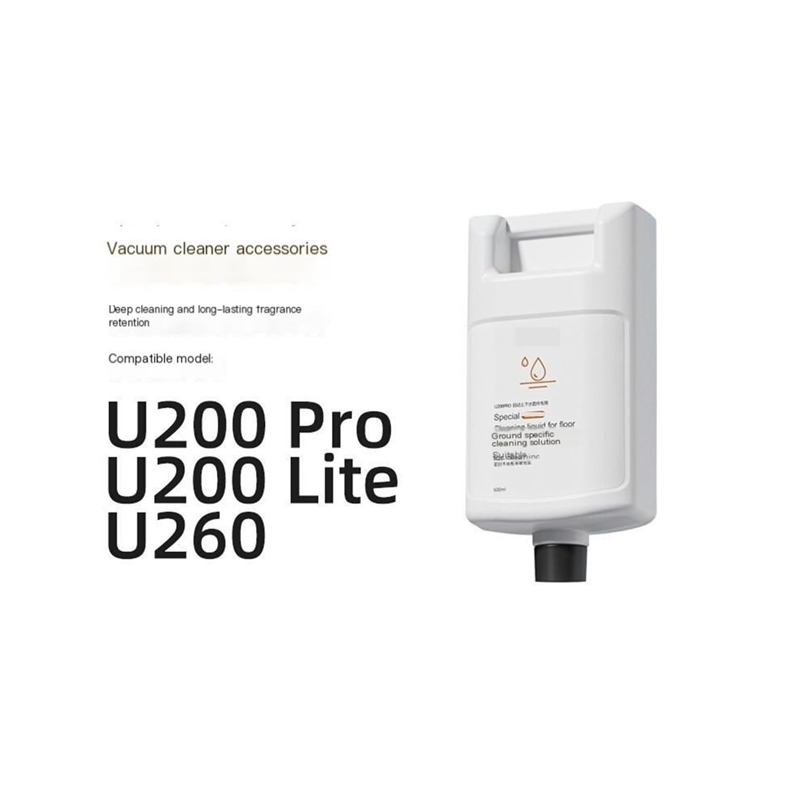 500 ml (16,91 onzas líquidas), líquido limpiador de pisos for barredoras. Compatible for Uwant U200 Pro/Lite 。 Limpiador de suelos Aspiradora Accesorios(2pcs)