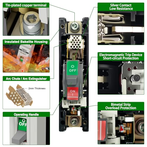 Image of 200Amp Molded Case Circuit Breaker MCCB 1 Pole DC250V Battery Disconnect Switch, PV Circuit Breaker Main Switch for Boat, Solar, UPS and Battery
