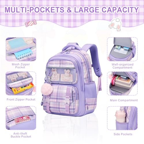 Bevalsa Mochila escolar para meninas, crianças, adolescentes, ensino fundamental, ensino médio, estu