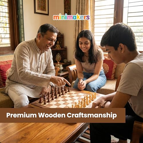 Image of Masterpiece 16 Inches Chess Board Set Magnetic, Tournament Size Wooden Chess Board Set, Handcrafted Foldable Chess with Storage & Magnetic Pieces, Valentine Gift, Game for Kids & Adults